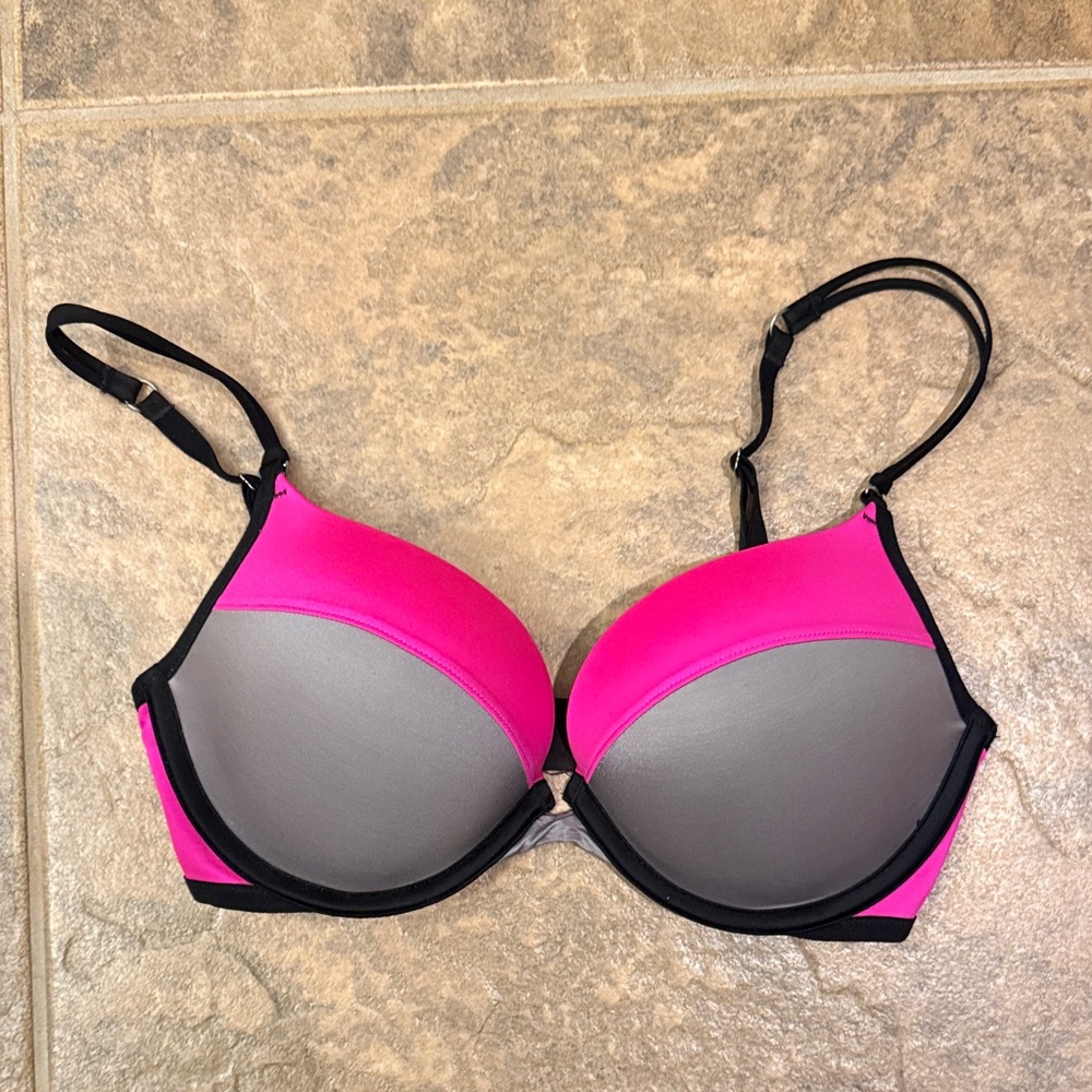 Victoria's Secret Vibrant Pink and Gray Bra
